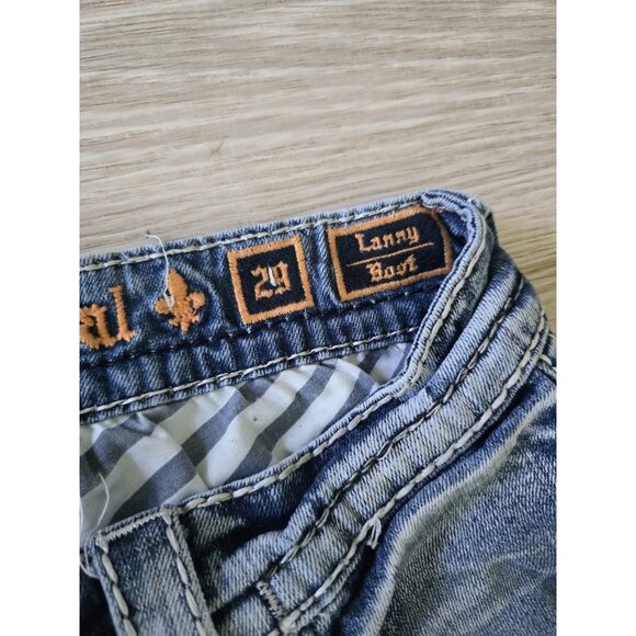 Rock Revival Lanny Embroidery Distressed Mens Boot Cut Denim Jeans 29x29 - Picture 10 of 12